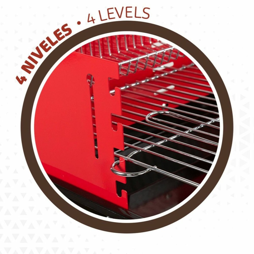 Coal Barbecue with Wheels Aktive Steel Plastic 66 x 44 x 85 cm Rectangular Red