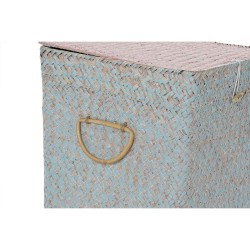 Korbsatz DKD Home Decor Rosa Celeste Boho 37 x 37 x 50 cm (3 Stücke)