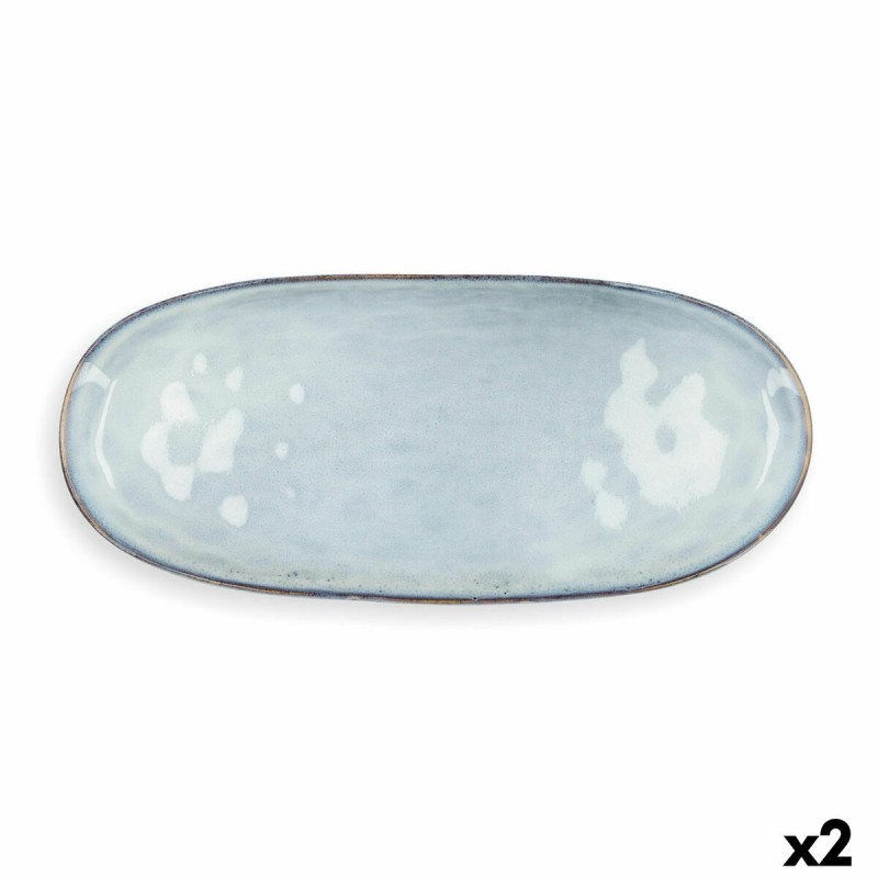 Serving Platter Quid Boreal Blue Ceramic 36 x 16 cm (2 Units) (Pack 2x)