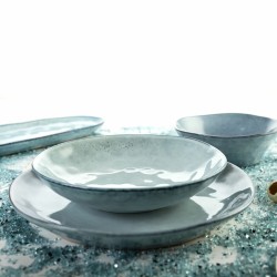 Deep Plate Quid Boreal Blue Ceramic 21 cm (6 Units)