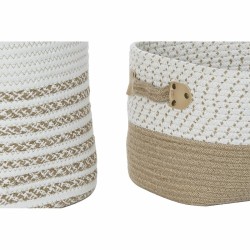 Set de basket DKD Home Decor Blanc Coton Jute (45 x 45 x 54 cm) (6 Pièces)