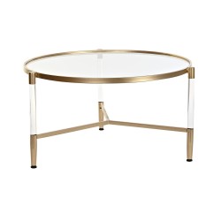 Table Basse DKD Home Decor Glamour Transparent Doré Acrylique Métal 87 x 87 x 50 cm