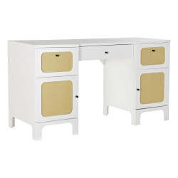 Desk DKD Home Decor Fir White Rattan (140 x 50 x 76 cm)