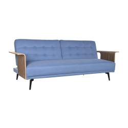 Canapé Convertible DKD Home Decor Noir Bleu Métal Marron Polyester Bois d'eucalyptus (203 x 87 x 81 cm)