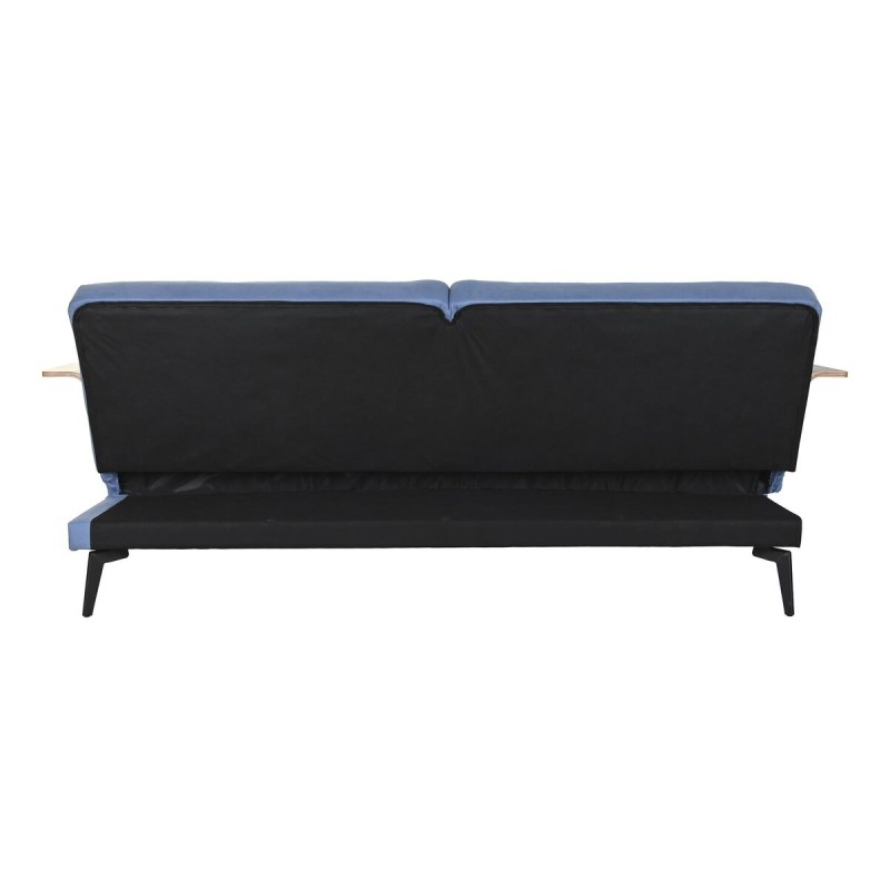 Canapé Convertible DKD Home Decor Noir Bleu Métal Marron Polyester Bois d'eucalyptus (203 x 87 x 81 cm)