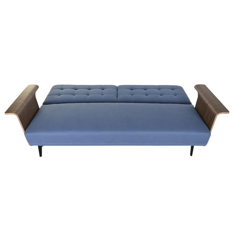 Canapé Convertible DKD Home Decor Noir Bleu Métal Marron Polyester Bois d'eucalyptus (203 x 87 x 81 cm)