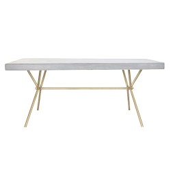 Dining Table DKD Home Decor Grey Golden White Brass Mango wood (180 x 90 x 76 cm)