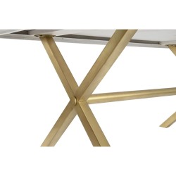 Table de Salle à Manger DKD Home Decor Blanc Doré Laiton Bois de manguier 180 x 90 x 76 cm