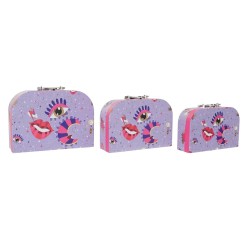 Set of decorative boxes DKD Home Decor Lilac Metal Cardboard 28 x 9,5 x 20 cm