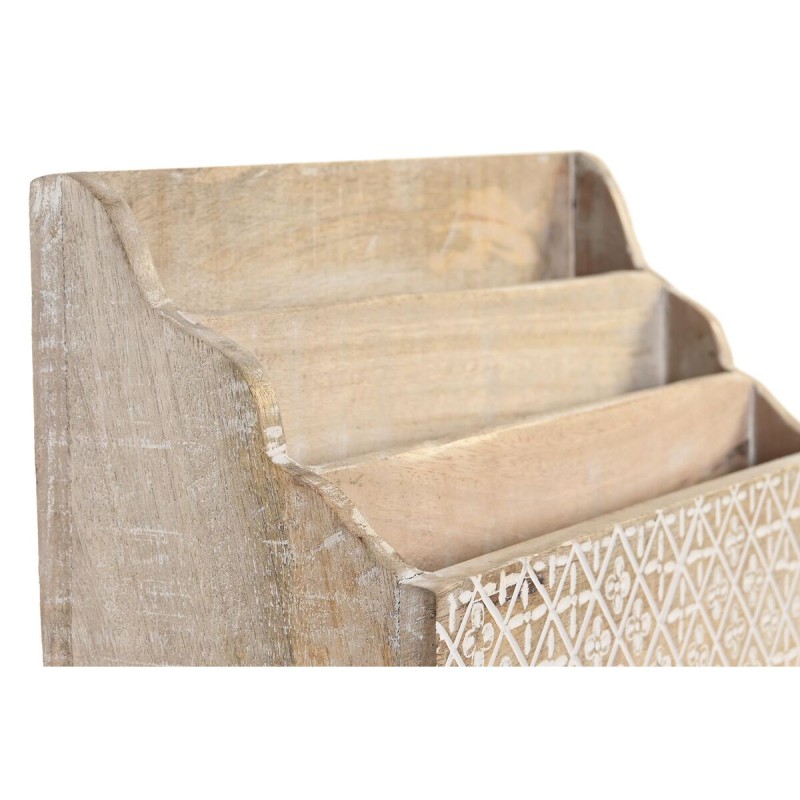 Organisateur polyvalent DKD Home Decor Blanc Naturel Bois de manguier 32 x 13 x 21 cm 33 x 12 x 21 cm Volets (12 Unités)