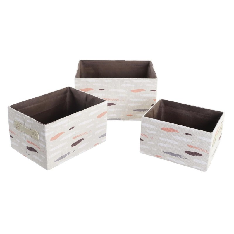 Korb-Set DKD Home Decor Braun Grau Orange 32 x 24 x 18 cm (3 Stück)