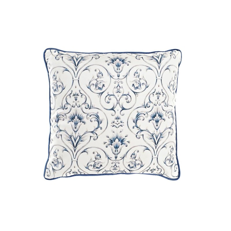 Kissen DKD Home Decor Blau Weiß karriert Blomster Neoklassisch 45 x 10 x 45 cm