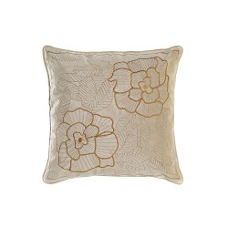 Cushion DKD Home Decor Golden 45 x 10 x 45 cm Flowers