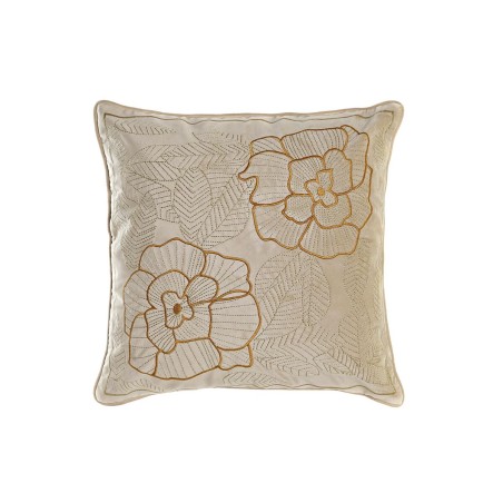 Cushion DKD Home Decor Golden 45 x 10 x 45 cm Flowers