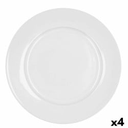 Flat plate Bidasoa Glacial Ala Ancha Ceramic White Ø 30 cm (Pack 4x)