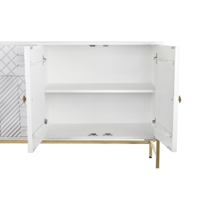 Buffet DKD Home Decor Losanges Blanc Laiton Bois de manguier (157 x 43 x 84 cm)