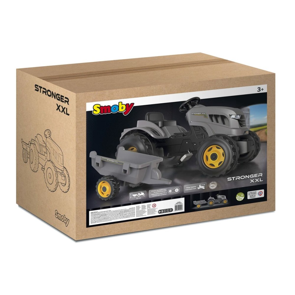 Tracteur à pédale Smoby Stronger XXL Gris 161 x 56 cm Remorque