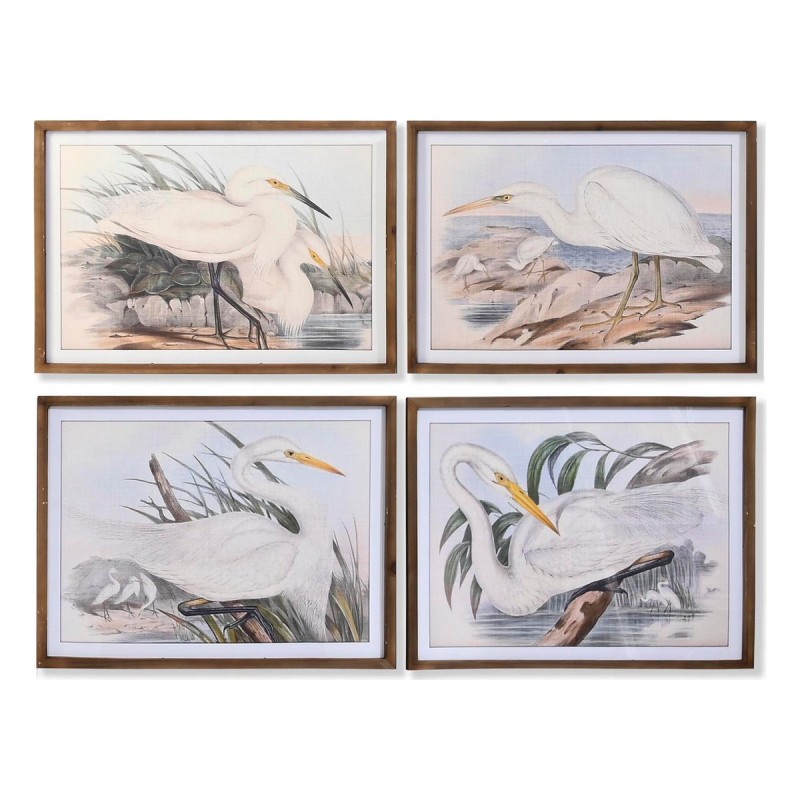 Painting DKD Home Decor Fir Crystal 70 x 50 x 2 cm Heron (4 Pieces)