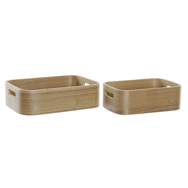 Set dekorativer Karten DKD Home Decor natürlich Holz MDF 35,5 x 25 x 10 cm