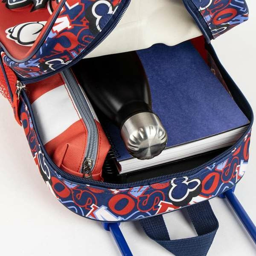 Schulrucksack mit Rädern Mickey Mouse Rot 25,0 x 31,0 x 10,0 cm 3D