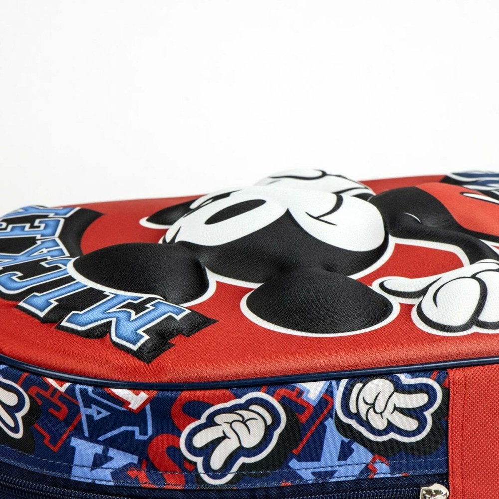 School Rucksack with Wheels Mickey Mouse Red 25,0 x 31,0 x 10,0 cm 3D