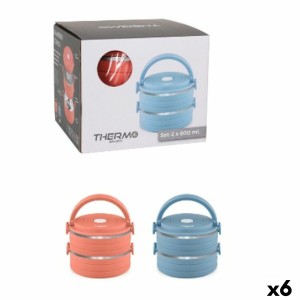 Lunchbox-Set ThermoSport Blau Rot Stahl Kunststoff 600 ml 2 Stücke (6 Stück)