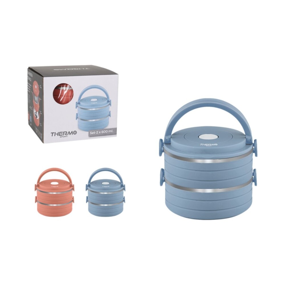 Lunchbox-Set ThermoSport Blau Rot Stahl Kunststoff 600 ml 2 Stücke (6 Stück)