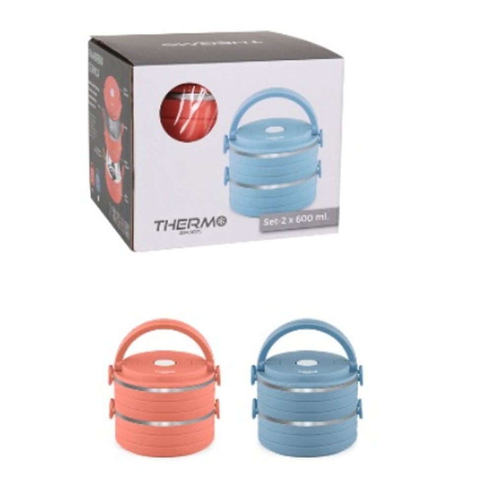 Lunchbox-Set ThermoSport Blau Rot Stahl Kunststoff 600 ml 2 Stücke (6 Stück)