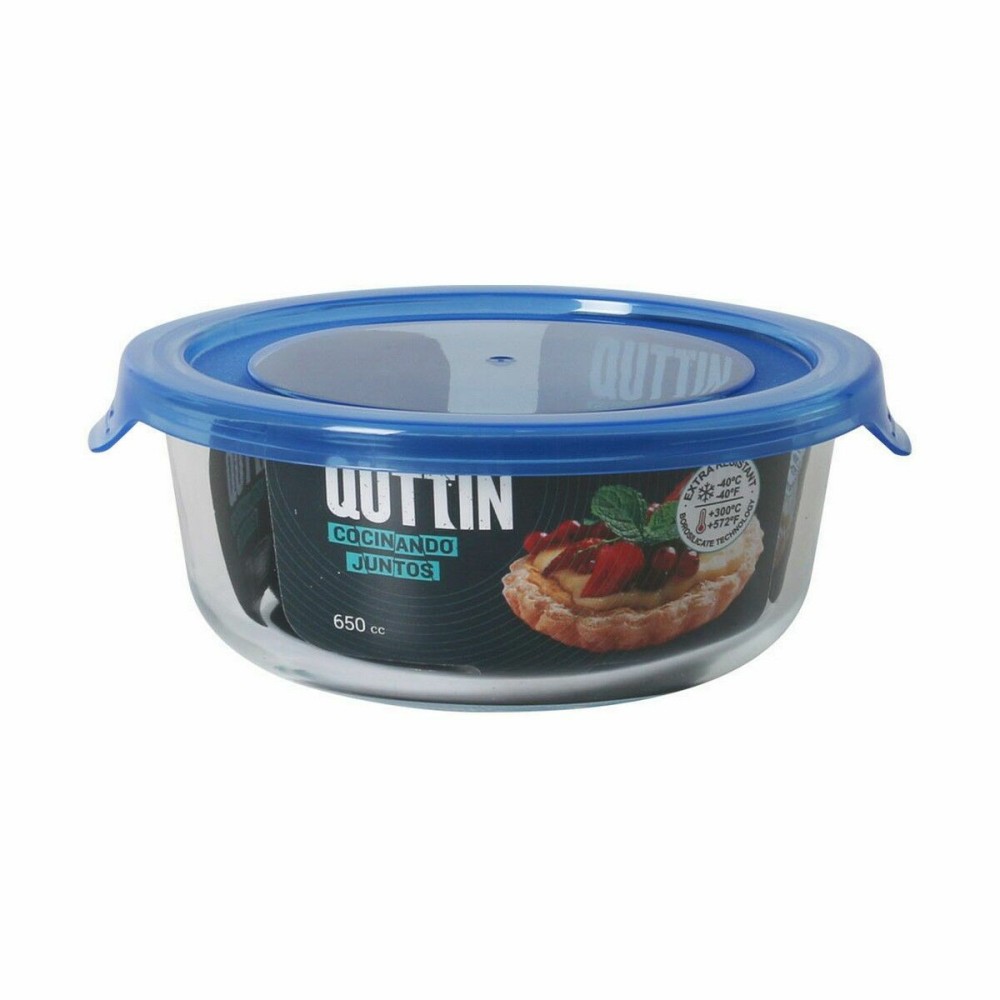 Hermetic Lunch Box Quttin Blue Transparent 650 ml (6 Units)