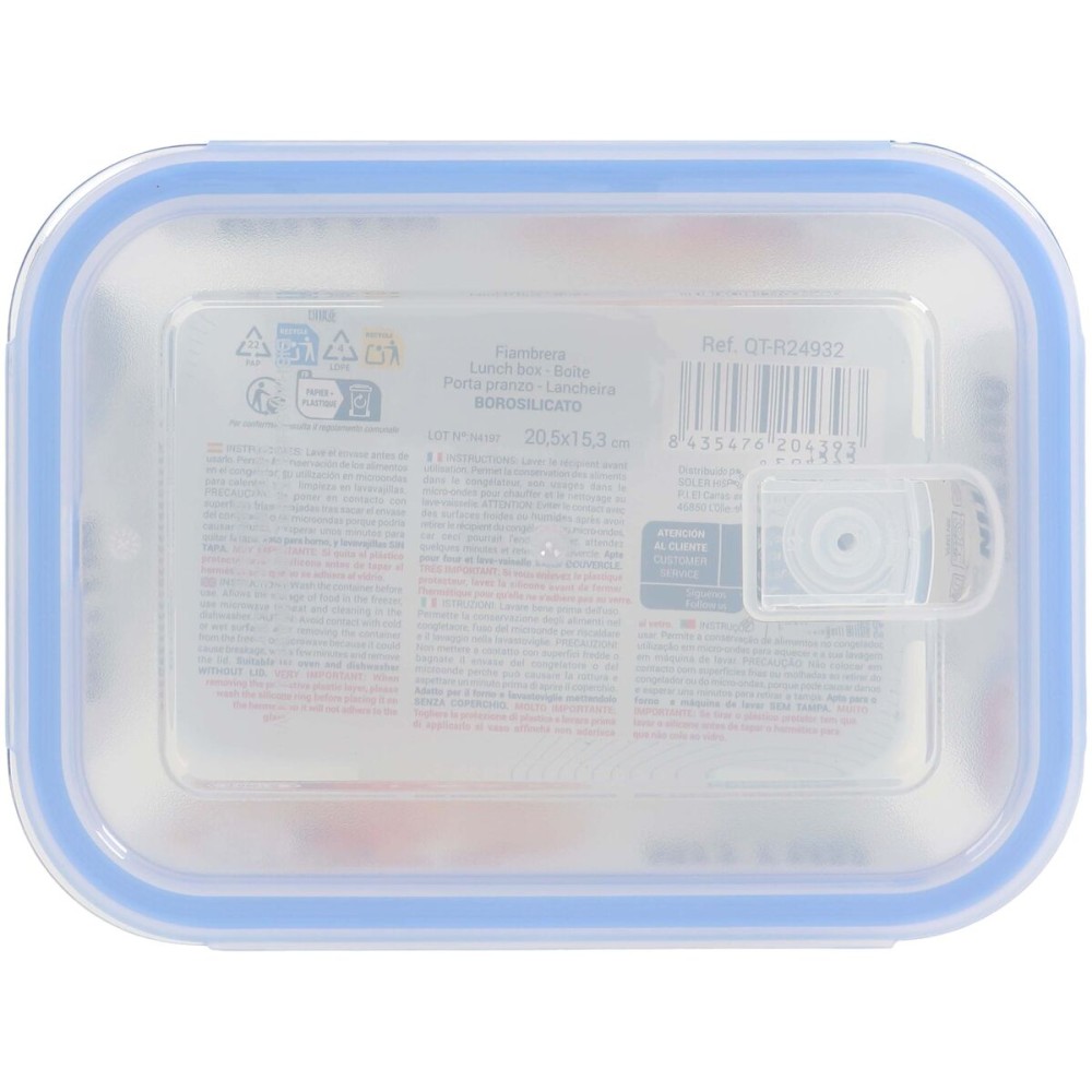 Boîte à lunch hermétique Quttin Transparent Rectangulaire 1L (6 Unités)