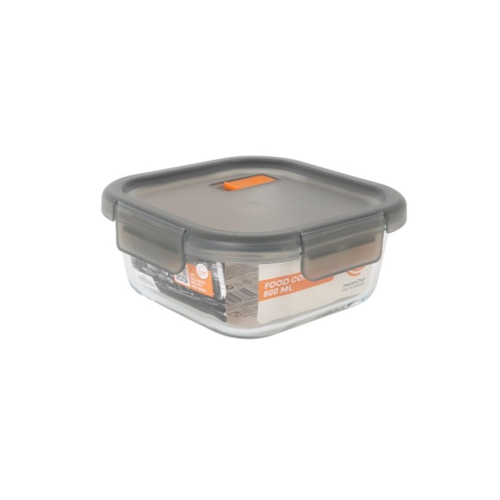 Hermetic Lunch Box MasterChef Grey Transparent Squared 800 ml (6 Units)