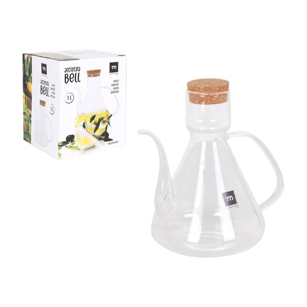 Ölfläschchen La Mediterránea Bell Durchsichtig Silikon Borosilikatglas 1 L (4 Stück)