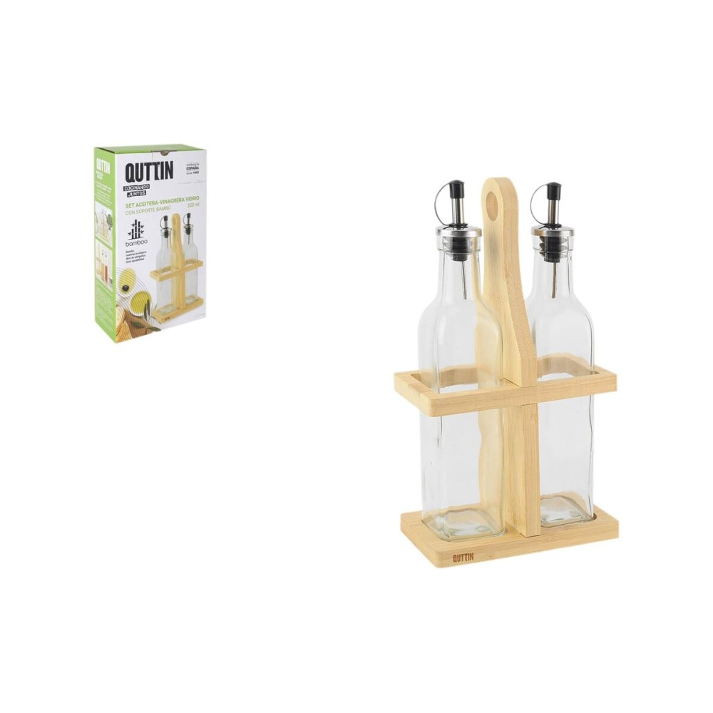 Gewürzset Quttin Braun Durchsichtig Glas Bambus 250 ml 2 Stücke (12 Stück)