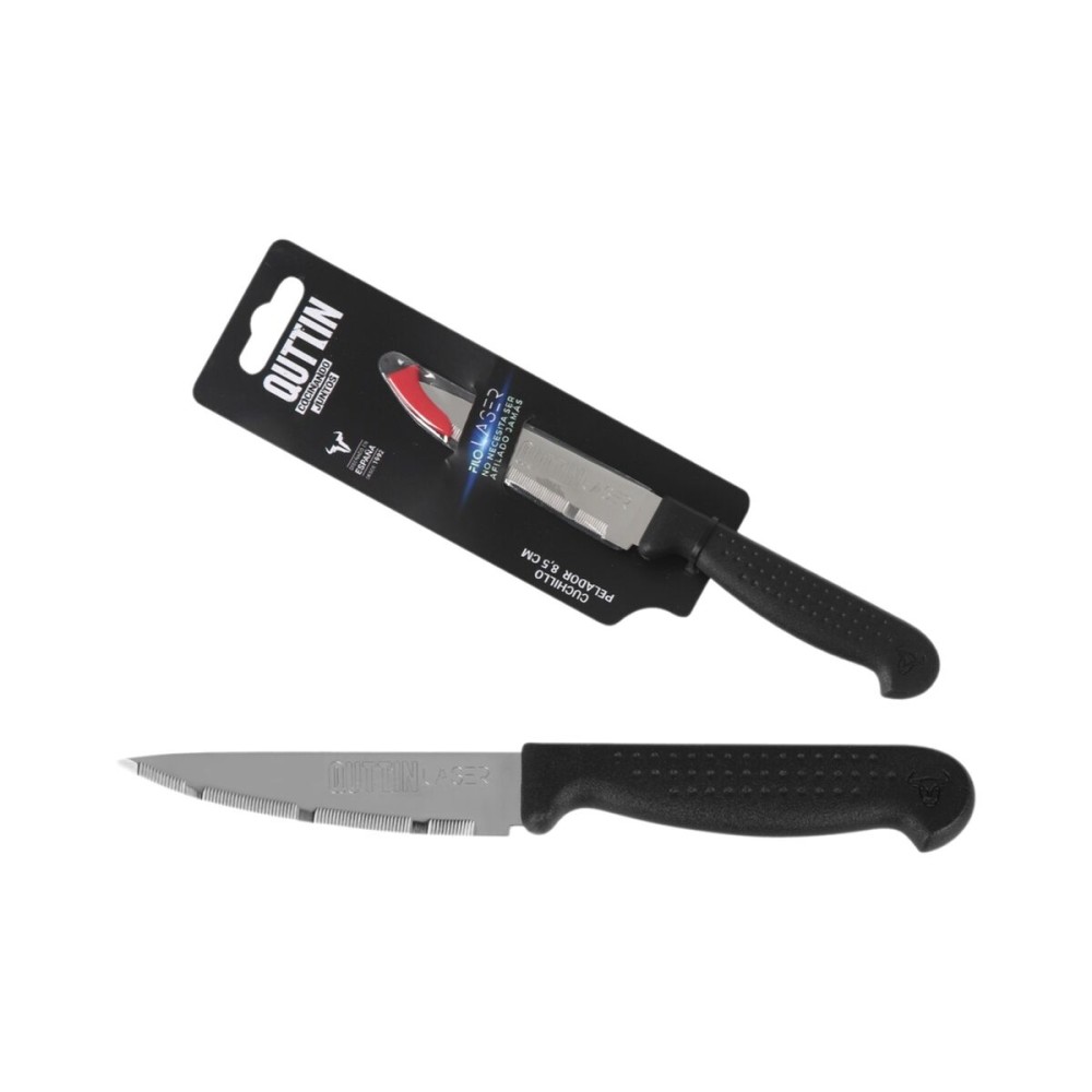 Schälmesser Quttin Laser Schwarz Silberfarben Edelstahl 8,5 cm (36 Stück)