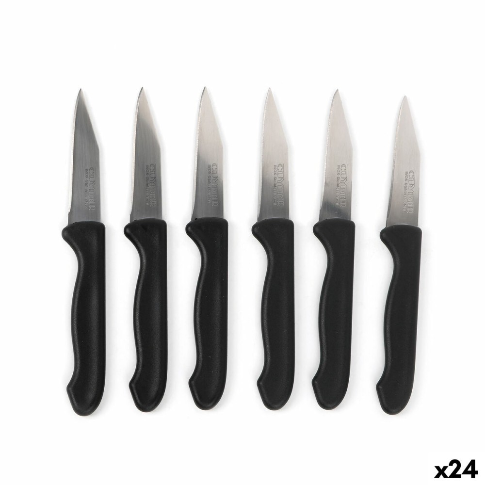 Peeler Knife Set Cuyfor Black Silver Stainless steel 7,5 cm 6 Pieces (24 Units)