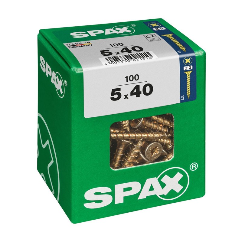 Schraubenkasten SPAX Yellox Holz Flacher Kopf 100 Stücke (5 x 40 mm)