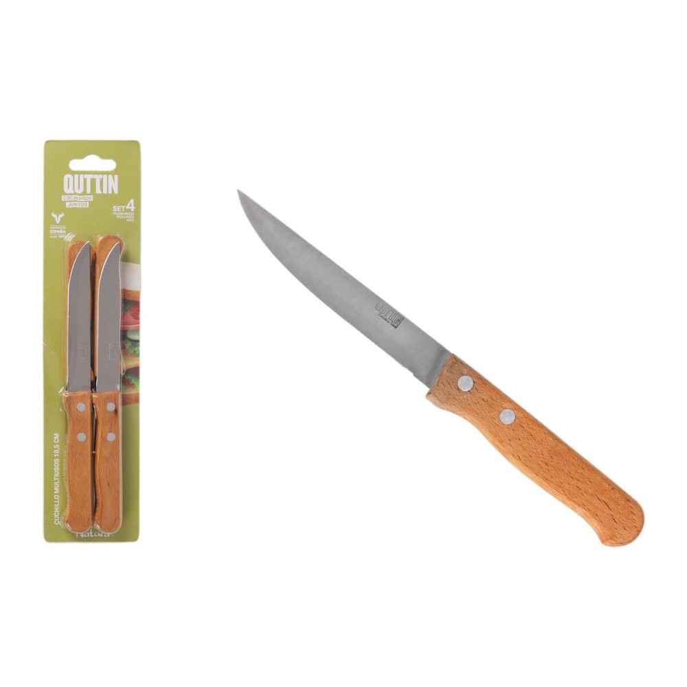 Küchenmesser Quttin Natura Braun Silberfarben Edelstahl 10,5 cm 4 Stücke (12 Stück)
