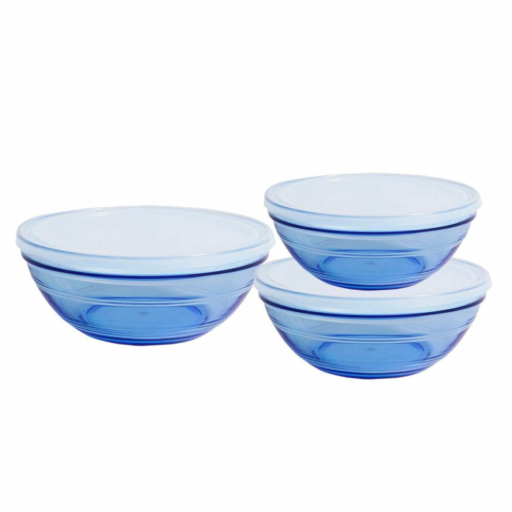 Set of bowls Duralex Blue With lid 3 Pieces (4 Units) 