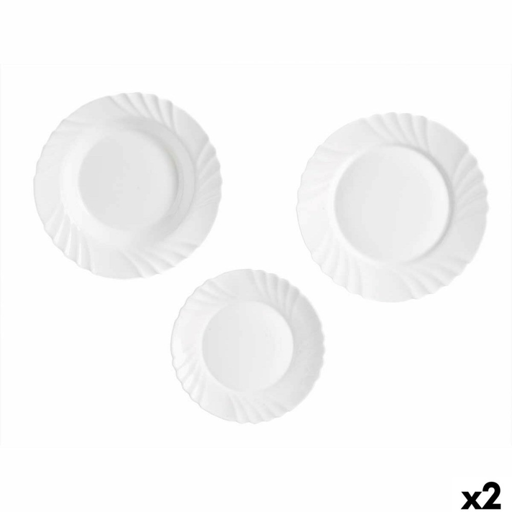 Geschirr-Set Vivalto F-LBP100-80-90 Weiß Opalglas (2 Stück)