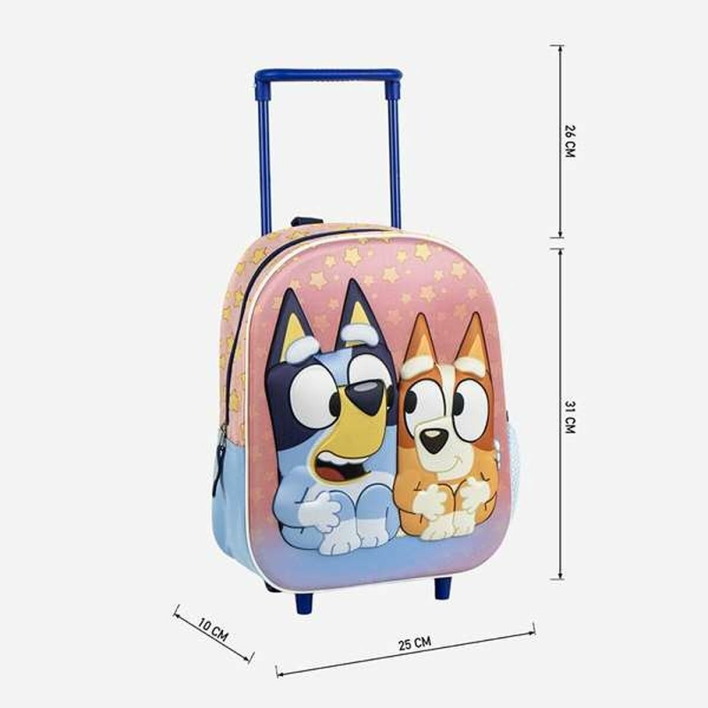 Schulrucksack 3D mit Rädern Bluey Rosa 25,0 x 31,0 x 10,0 cm