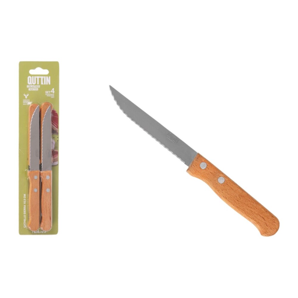 Steakmesser-Set Inde Natura Braun Silberfarben 10,5 cm Mehrzweck 4 Stücke (12 Stück)