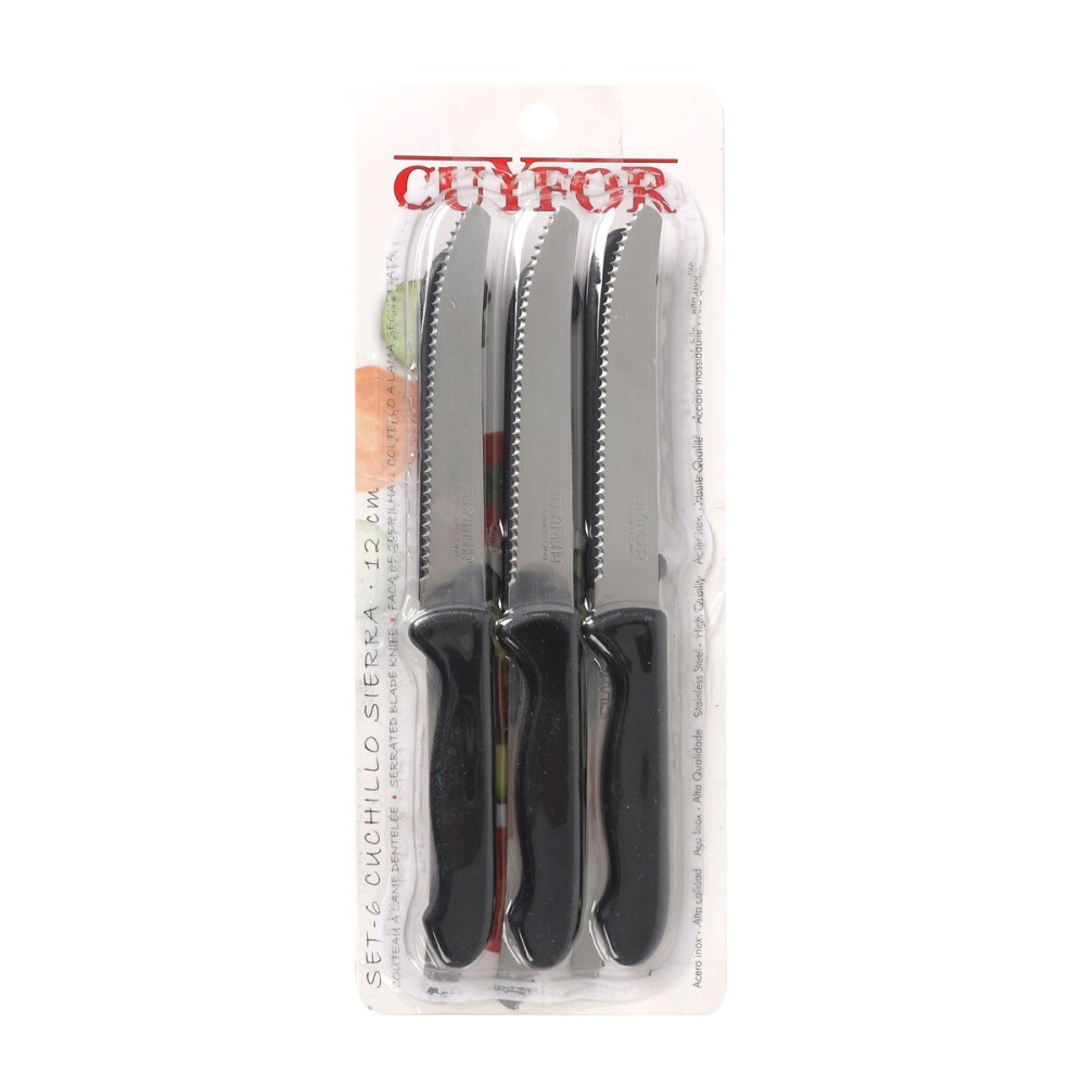 Steakmesser-Set Cuyfor Schwarz Silberfarben 12 cm 6 Stücke (24 Stück)