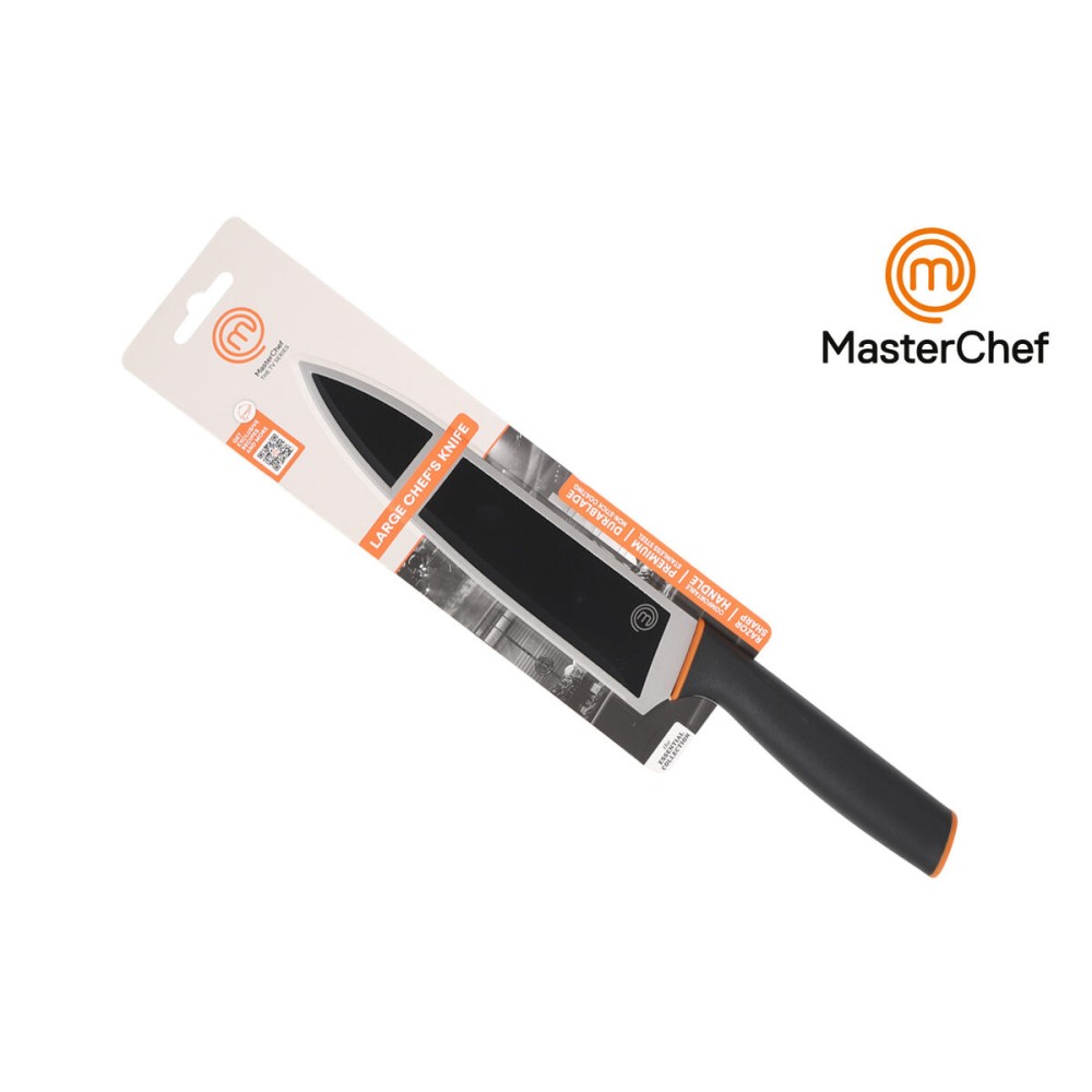 Kitchen Knife MasterChef Chef Black Silver 20 cm (24 Units)