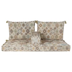 Canapé deux places DKD Home Decor Beige Marron Coton Jaune (145 x 76 x 13 cm)