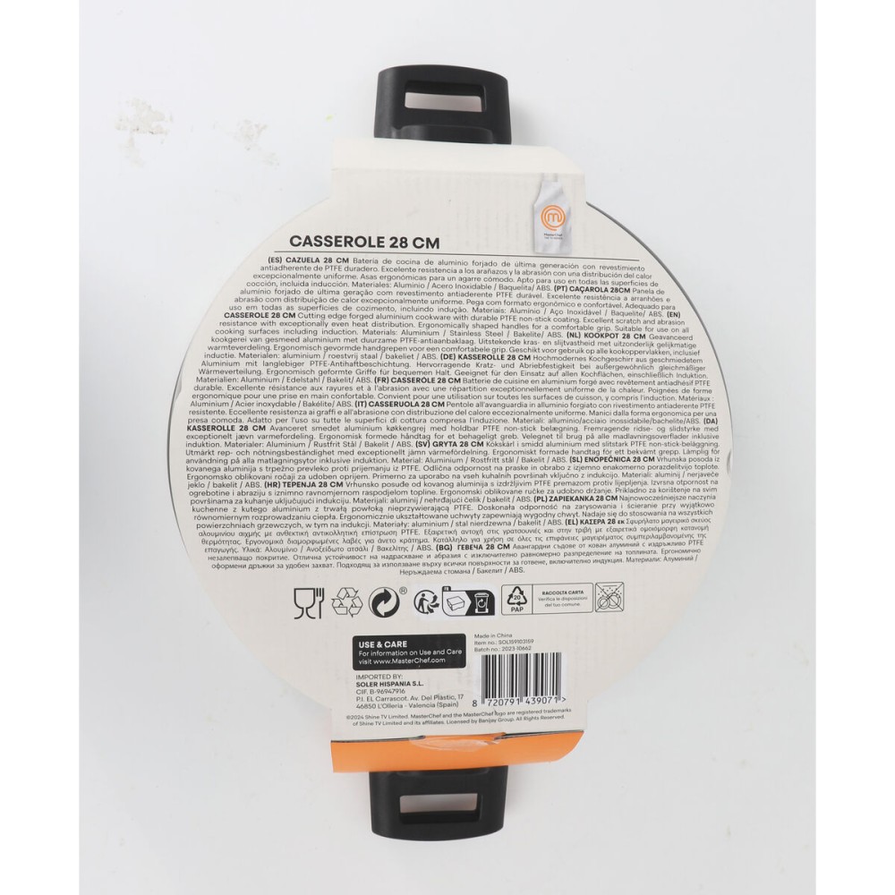 Topf mit Deckel MasterChef 28 cm 2,5 mm (4 Stück)