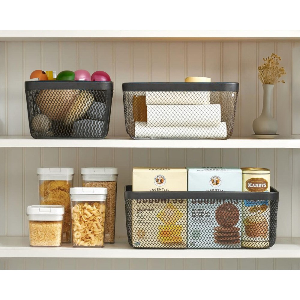 Multi-purpose basket Confortime Black Metal 30,5 x 11,5 x 7 cm (8 Units)