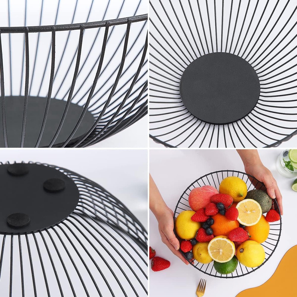 Fruit Bowl Confortime Black Metal 24,5 x 24,5 x 10 cm (12 Units)