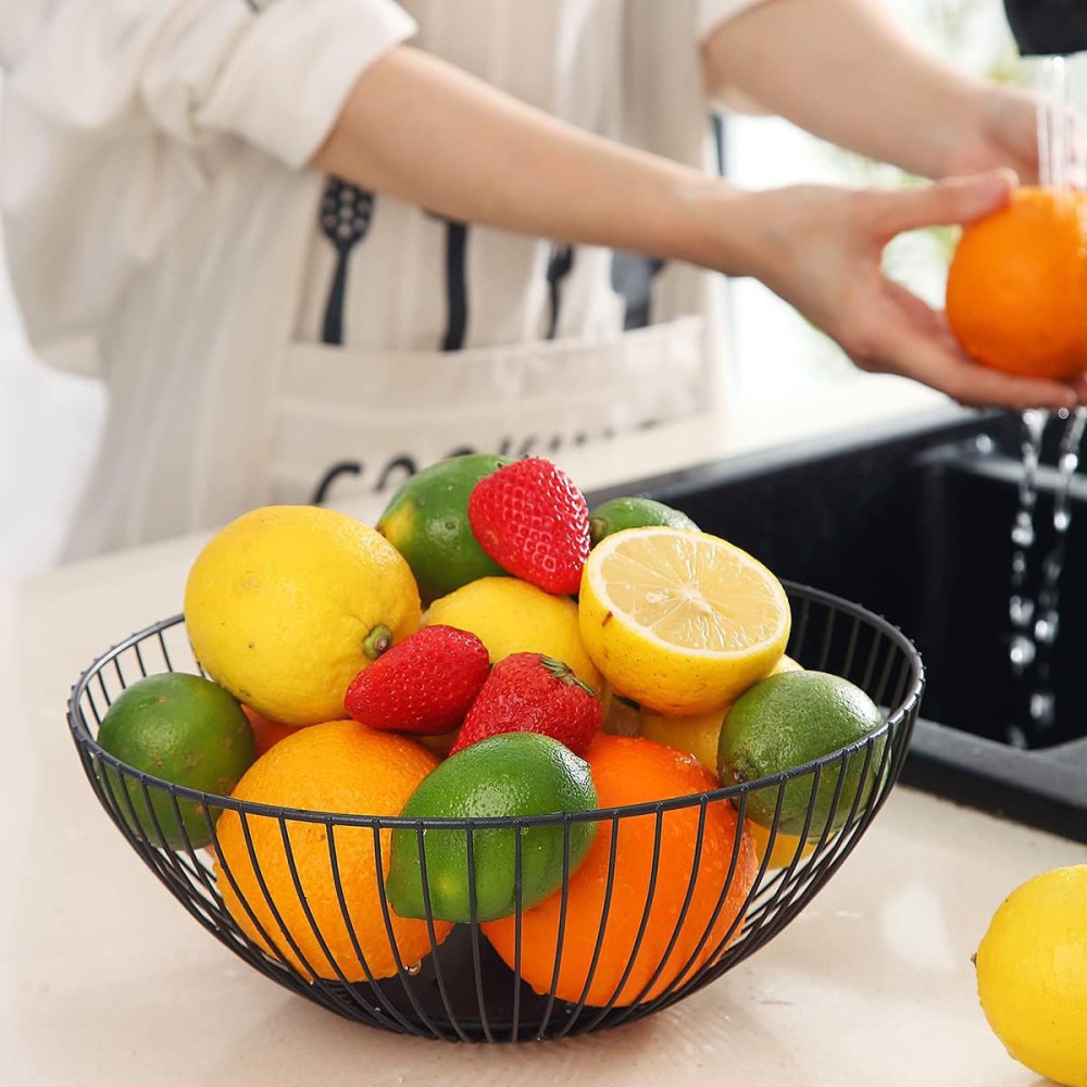 Fruit Bowl Confortime Black Metal 24,5 x 24,5 x 10 cm (12 Units)
