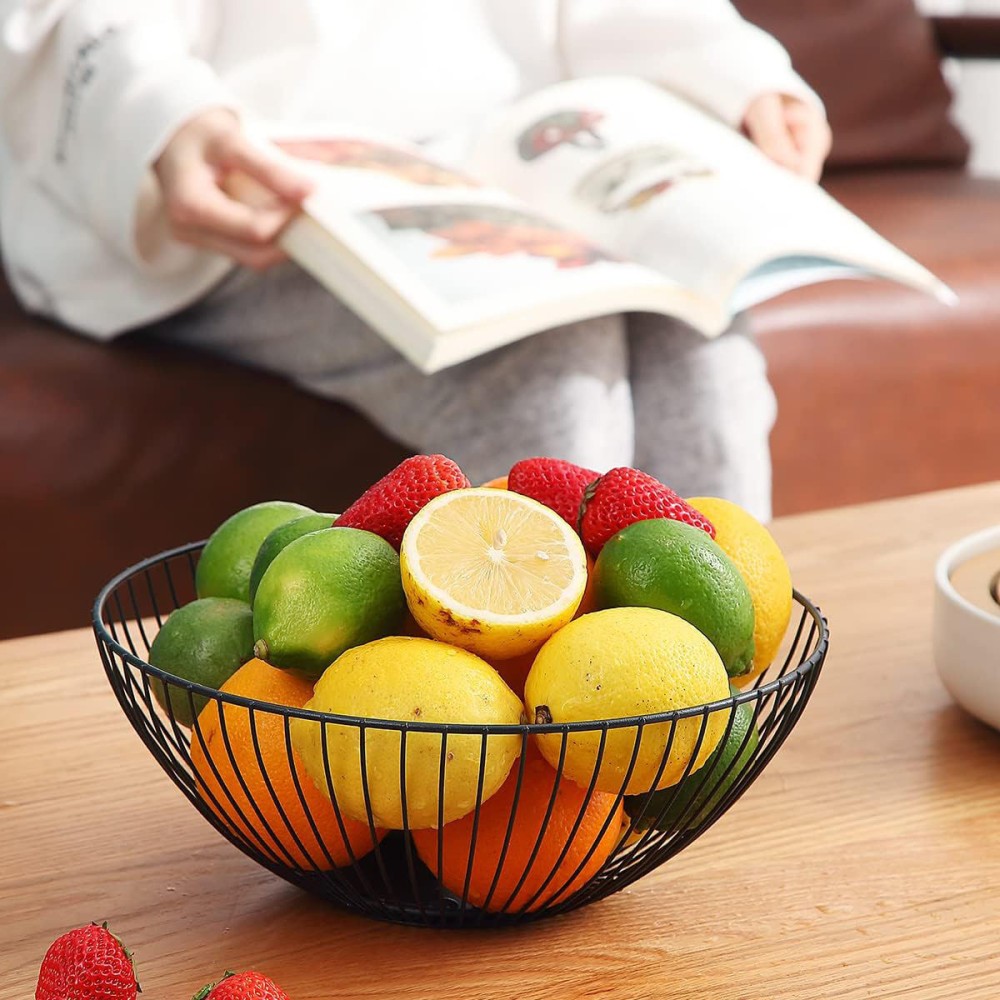Fruit Bowl Confortime Black Metal 24,5 x 24,5 x 10 cm (12 Units)