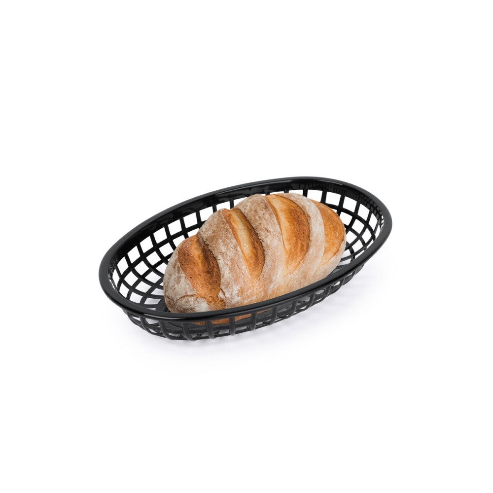 Bread Basket Black Plastic Oval 24 x 15 x 4,5 cm (36 Units)